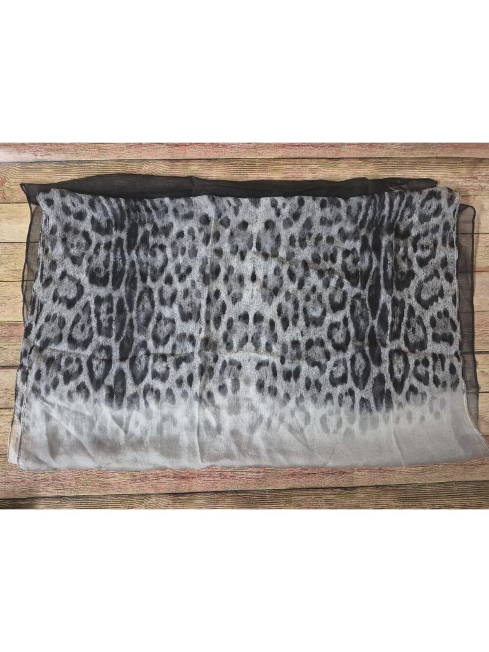 Roberto Cavalli Scarf Black Gray Ombre Leopard Animal Print Lightweight 66"x25"
